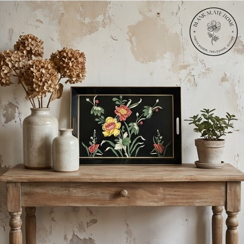 HAND PAINTED - SERVING TRAY RECTANGLE - MIDNIGHT BLACK