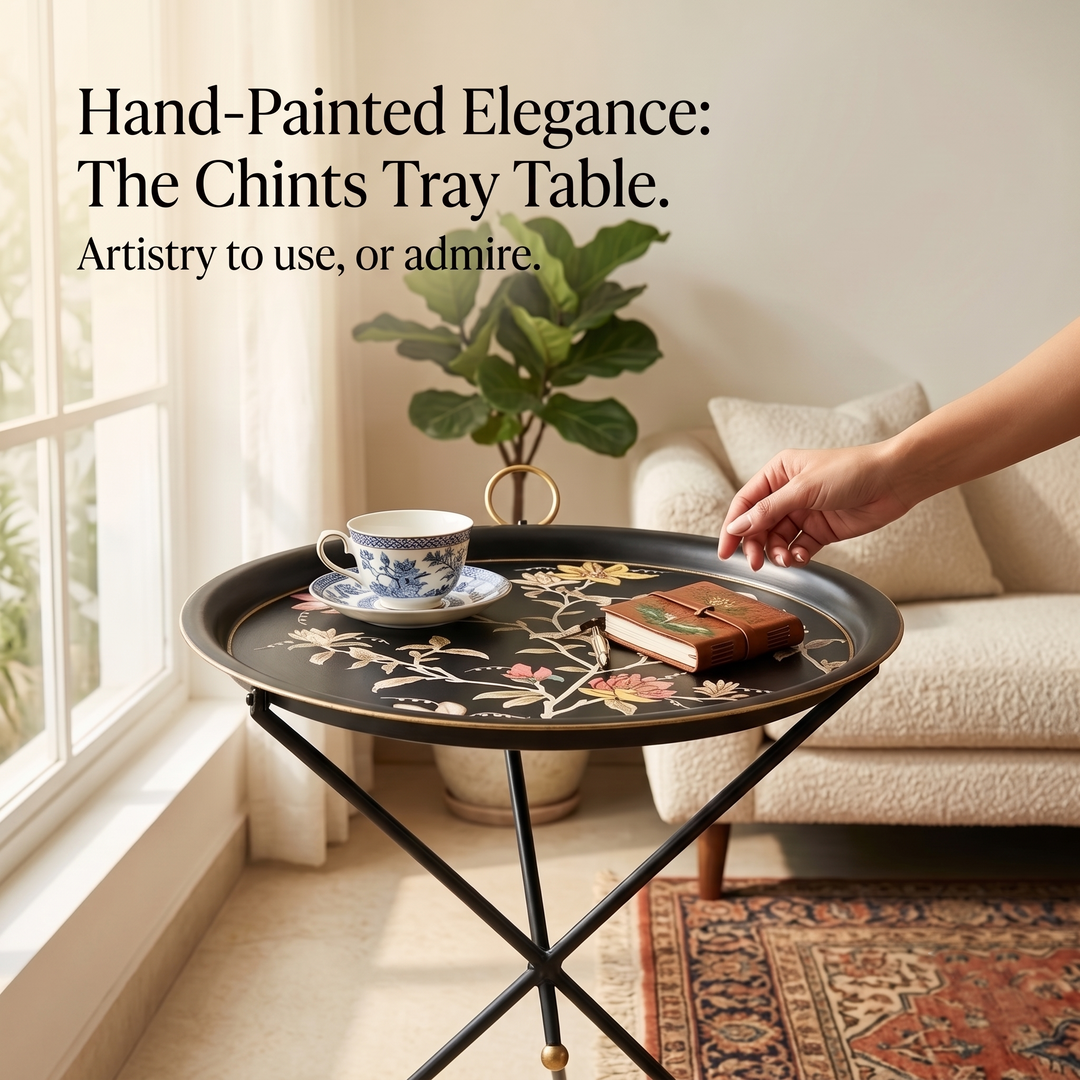 HAND PAINTED - TRIPOD STAND TABLE TOP - MIDSUMMER NIGHT