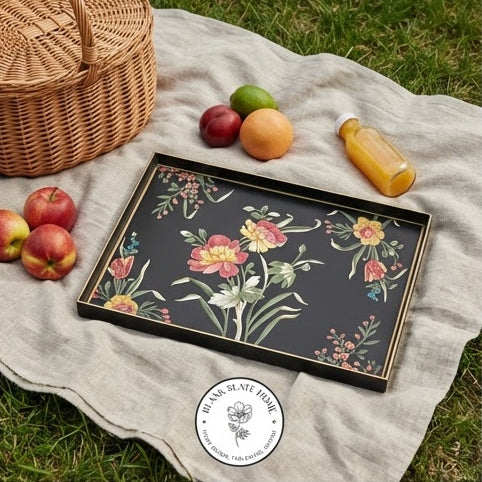 HAND PAINTED - SERVING TRAY RECTANGLE SLIM - MIDNIGHT BLACK