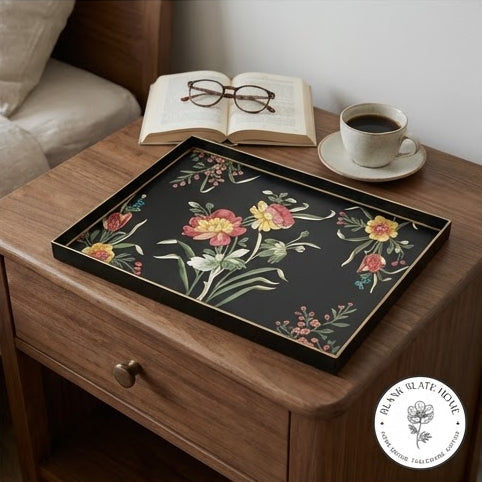 HAND PAINTED - SERVING TRAY RECTANGLE SLIM - MIDNIGHT BLACK