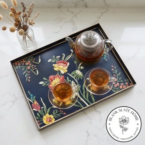 HAND PAINTED - SERVING TRAY RECTANGLE SLIM - MIDNIGHT BLUE