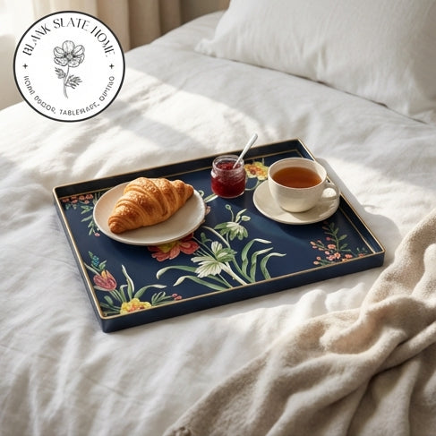 HAND PAINTED - SERVING TRAY RECTANGLE SLIM - MIDNIGHT BLUE