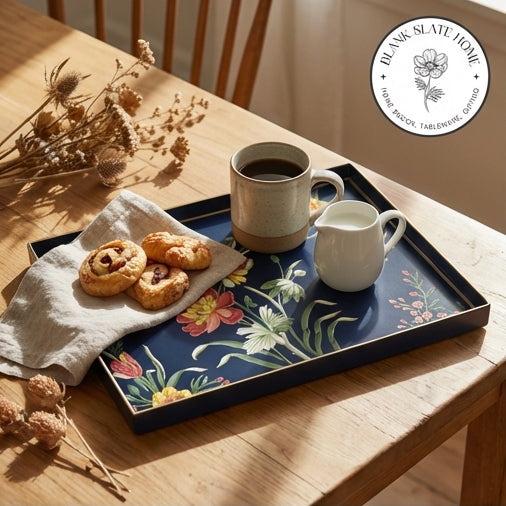 HAND PAINTED - SERVING TRAY RECTANGLE SLIM - MIDNIGHT BLUE