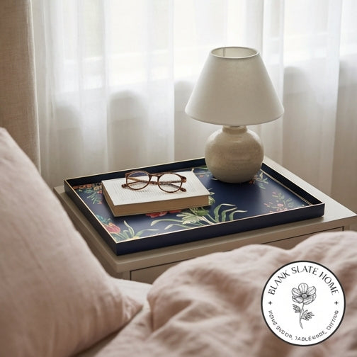 HAND PAINTED - SERVING TRAY RECTANGLE SLIM - MIDNIGHT BLUE