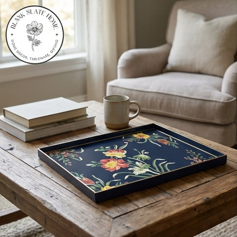 HAND PAINTED - SERVING TRAY RECTANGLE SLIM - MIDNIGHT BLUE