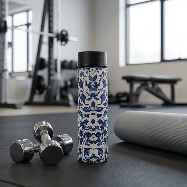 INSULATED SWEAT BOTTLE - 500 ML - INDIGO BLUE FLORAL
