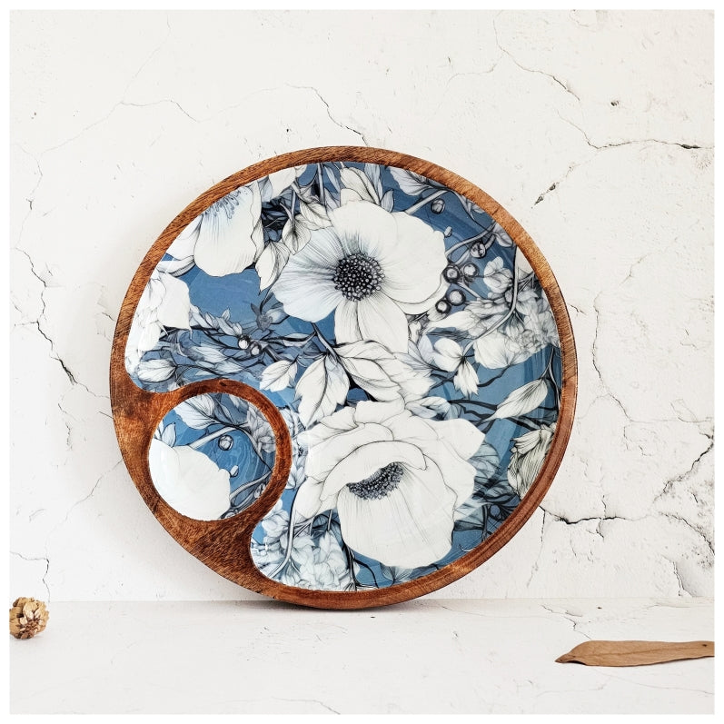 Chip & Dip Platter - Side Bowl - Blue Hibiscus