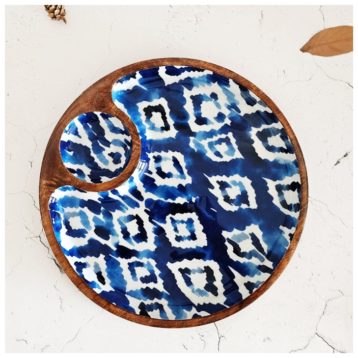 Chip & Dip Platter - Side Bowl - Ikat Shibori