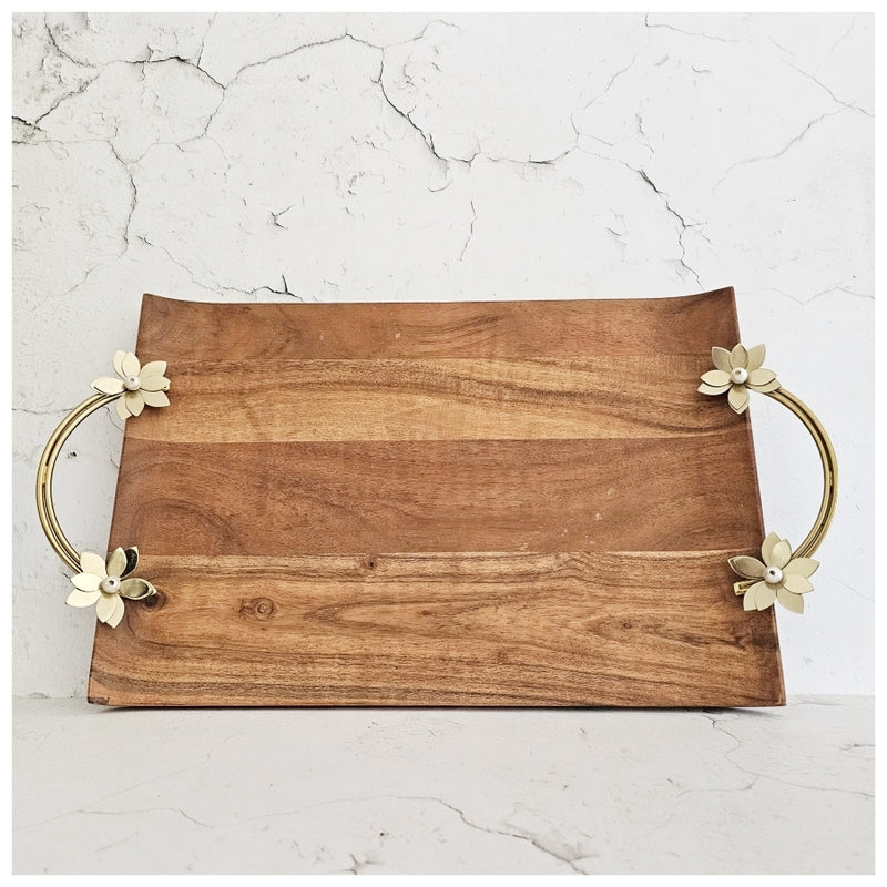 Luxe Gifting - Cheese Boards - Gold Flower with Pearl