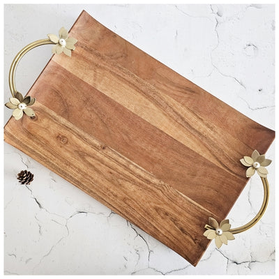 Luxe Gifting - Cheese Boards - Gold Flower with Pearl