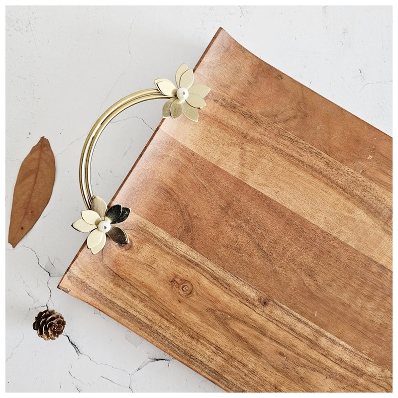 Luxe Gifting - Cheese Boards - Gold Flower with Pearl