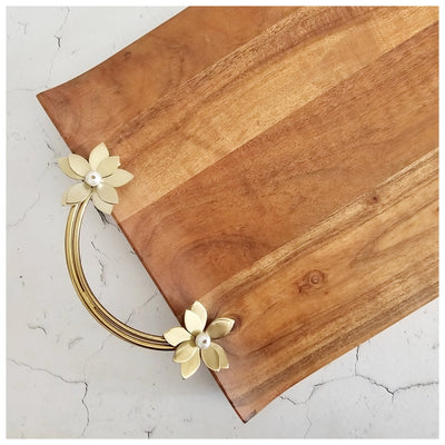Luxe Gifting - Cheese Boards - Gold Flower with Pearl
