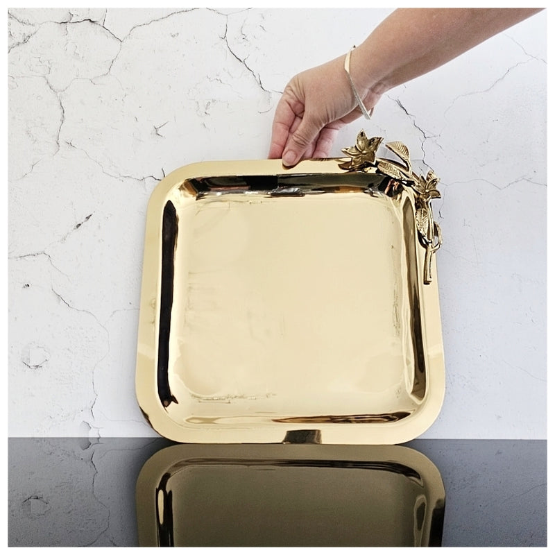 Luxe Gifting - Square Tray - Gold Floral