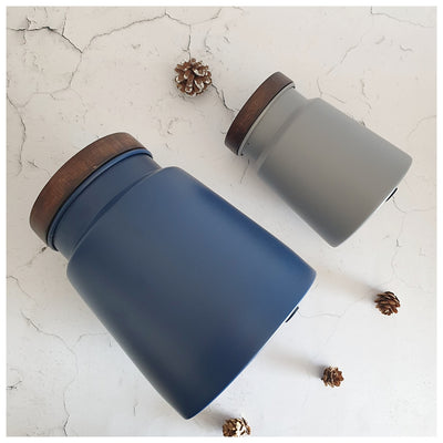 Metal - Storage Jar - Set of 2 - Blue & Grey