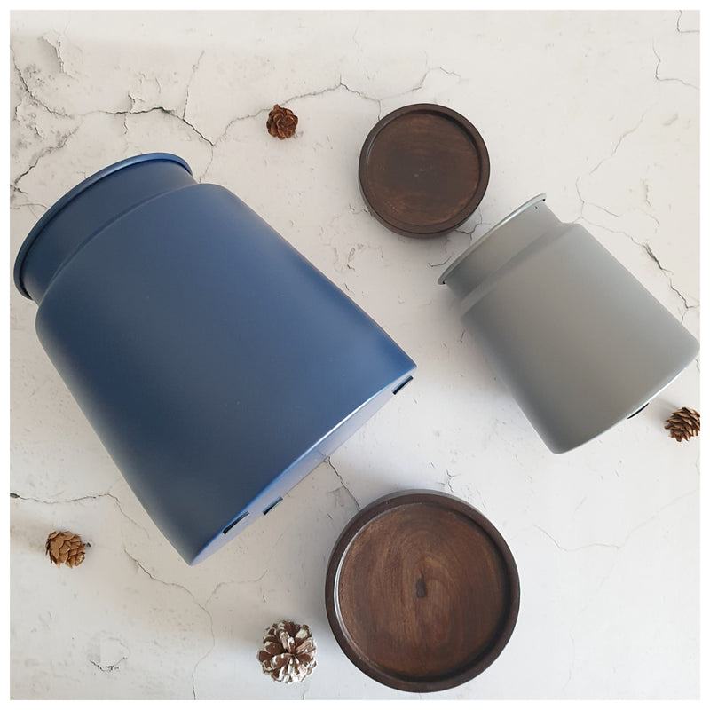Metal - Storage Jar - Set of 2 - Blue & Grey