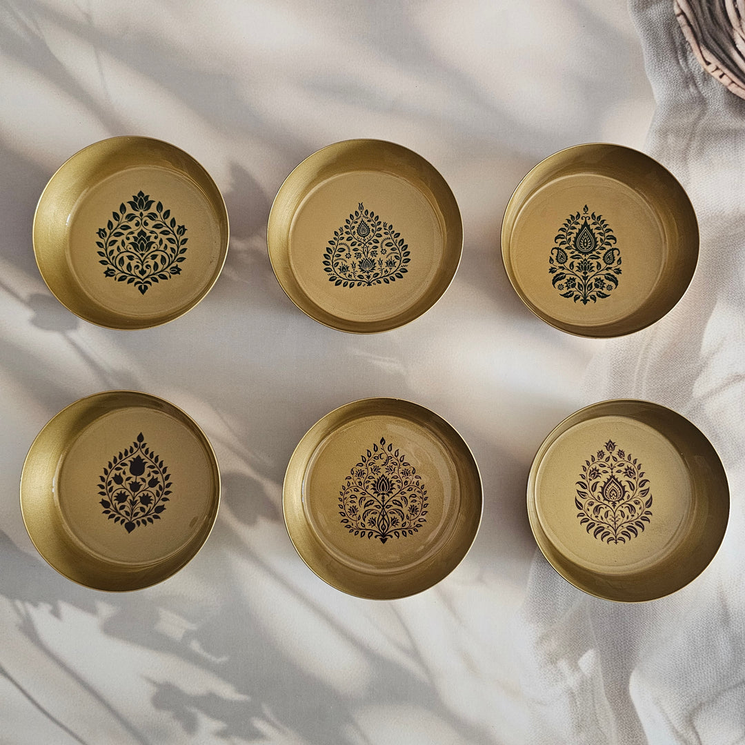 Metal Coaster (Deep) S6 - Gift Set - Mughal Motifs