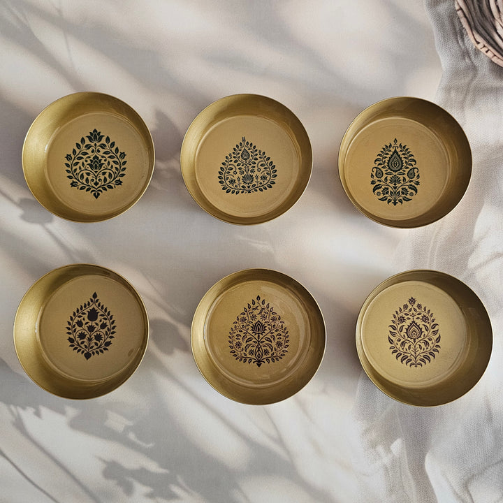 Metal Coaster (Deep) S6 - Gift Set - Mughal Motifs