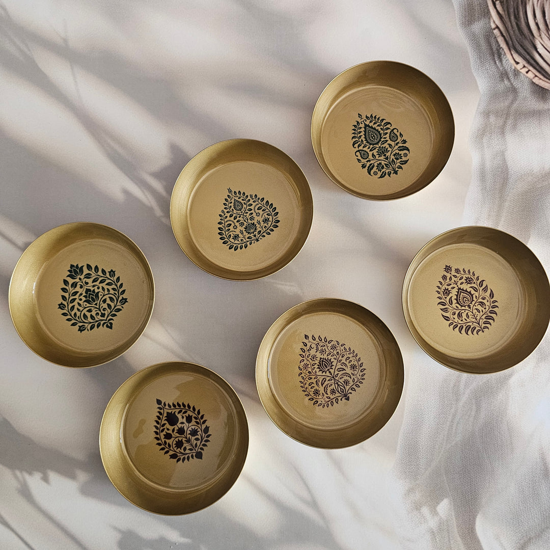 Metal Coaster (Deep) S6 - Gift Set - Mughal Motifs