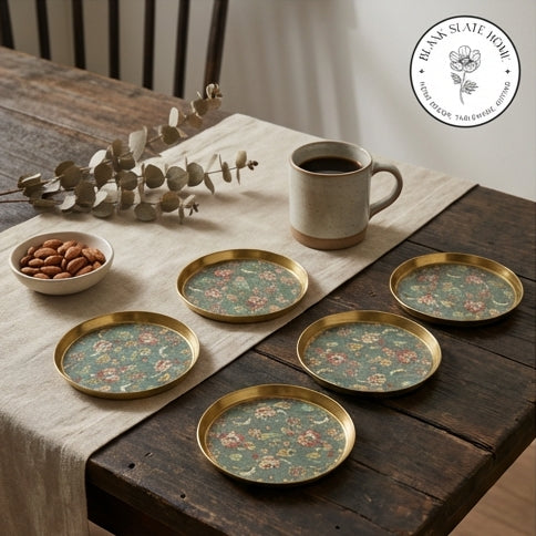 COASTERS, METAL (Set Of 6) - EARTHY MEADOW