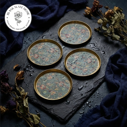COASTERS, METAL (Set Of 6) - EARTHY MEADOW