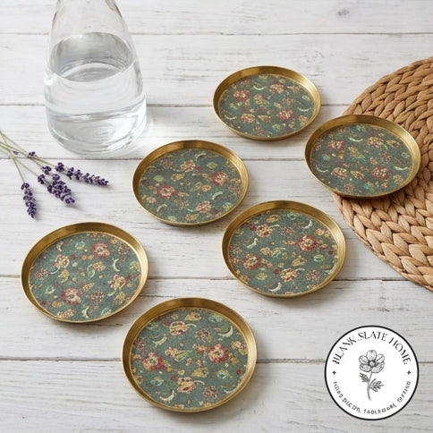COASTERS, METAL (Set Of 6) - EARTHY MEADOW