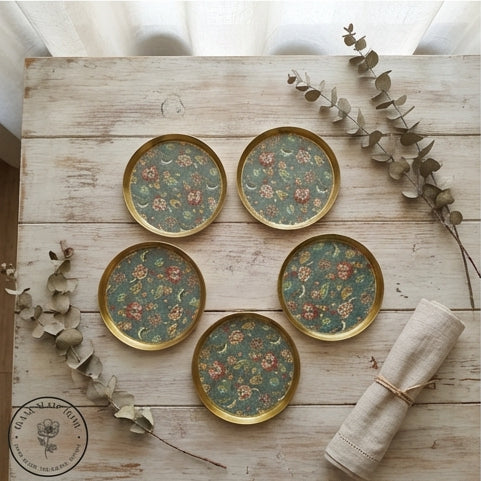 COASTERS, METAL (Set Of 6) - EARTHY MEADOW