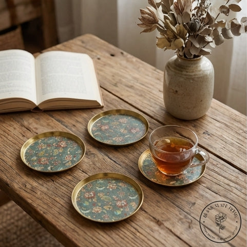 COASTERS, METAL (Set Of 6) - EARTHY MEADOW