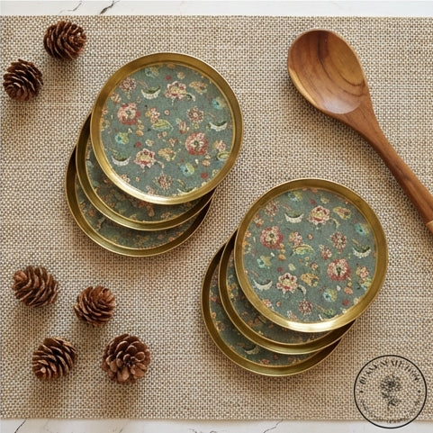 COASTERS, METAL (Set Of 6) - EARTHY MEADOW