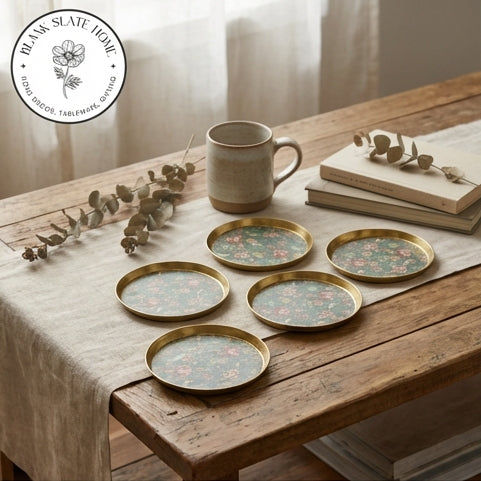 COASTERS, METAL (Set Of 6) - EARTHY MEADOW