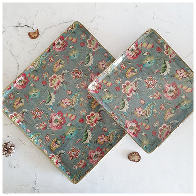 Metal Platter & Tray (Square, Set of 2) - Earthy Meadow