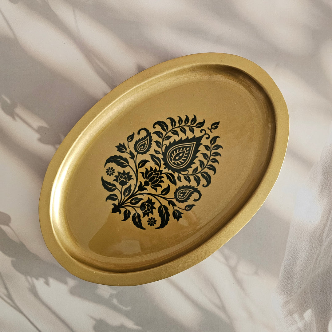 Metal Platter Oval - Gift Set - Motif Indigo