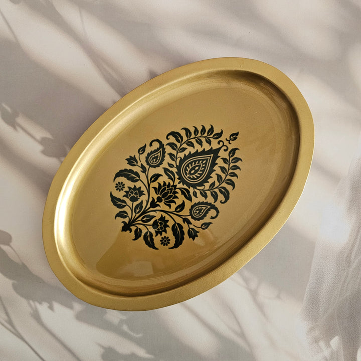 Metal Platter Oval - Gift Set - Motif Indigo