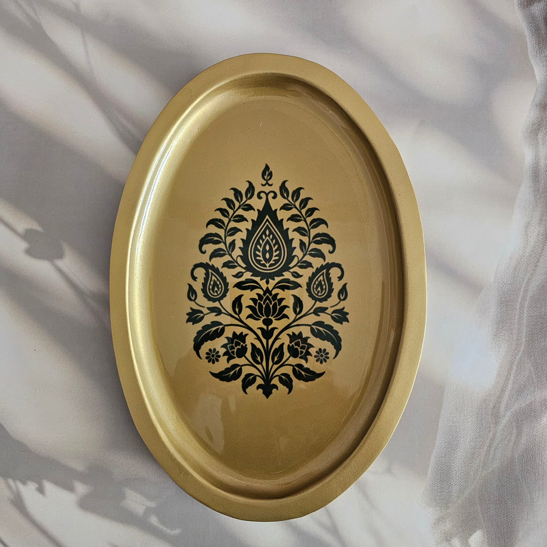 Metal Platter Oval - Gift Set - Motif Indigo