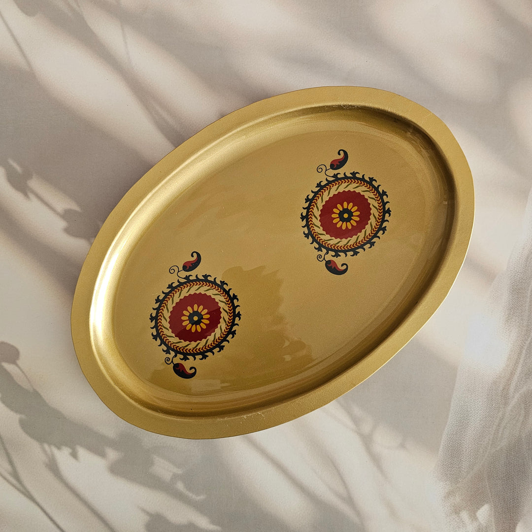 Metal Platter Oval - Gift Set - Motif Chakra