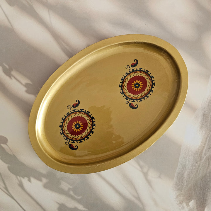 Metal Platter Oval - Gift Set - Motif Chakra