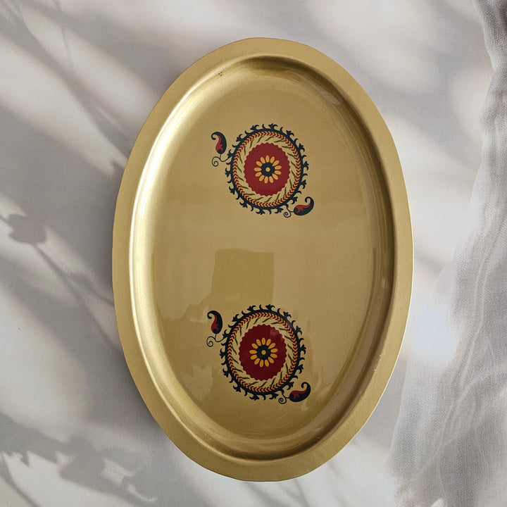 Metal Platter Oval - Gift Set - Motif Chakra