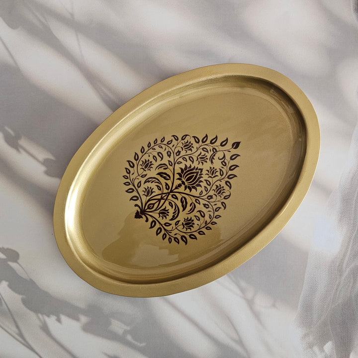 Metal Platter Oval - Gift Set - Motif Maroon