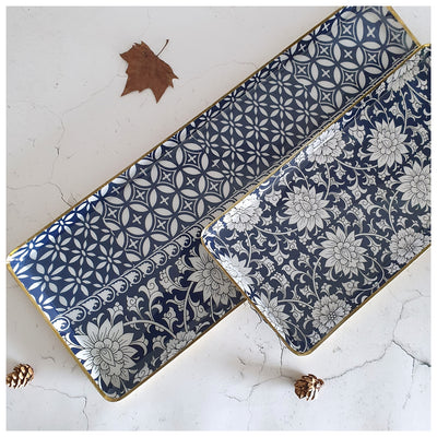 Metal Platter & Tray (Rectangle, Set of 2) - Berlin Blue