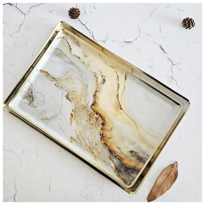 Metal Platter & Tray (Rectangle, Set of 2) - The Wave