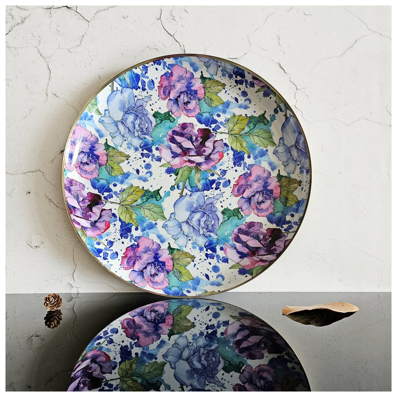 Metal Platter & Tray - Round - Iris Bloom