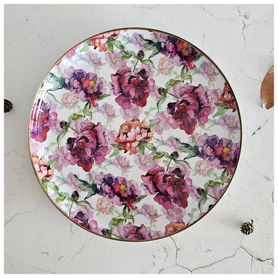 Metal Platter & Tray - Round - Country Rose