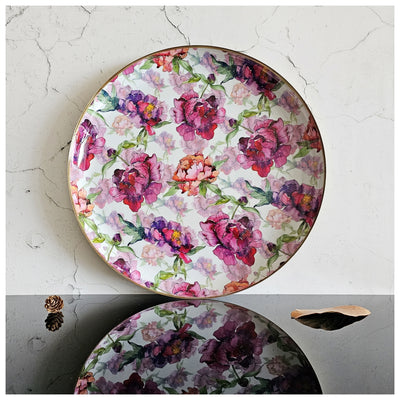 Metal Platter & Tray - Round - Country Rose