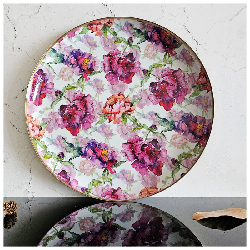 Metal Platter & Tray - Round - Country Rose