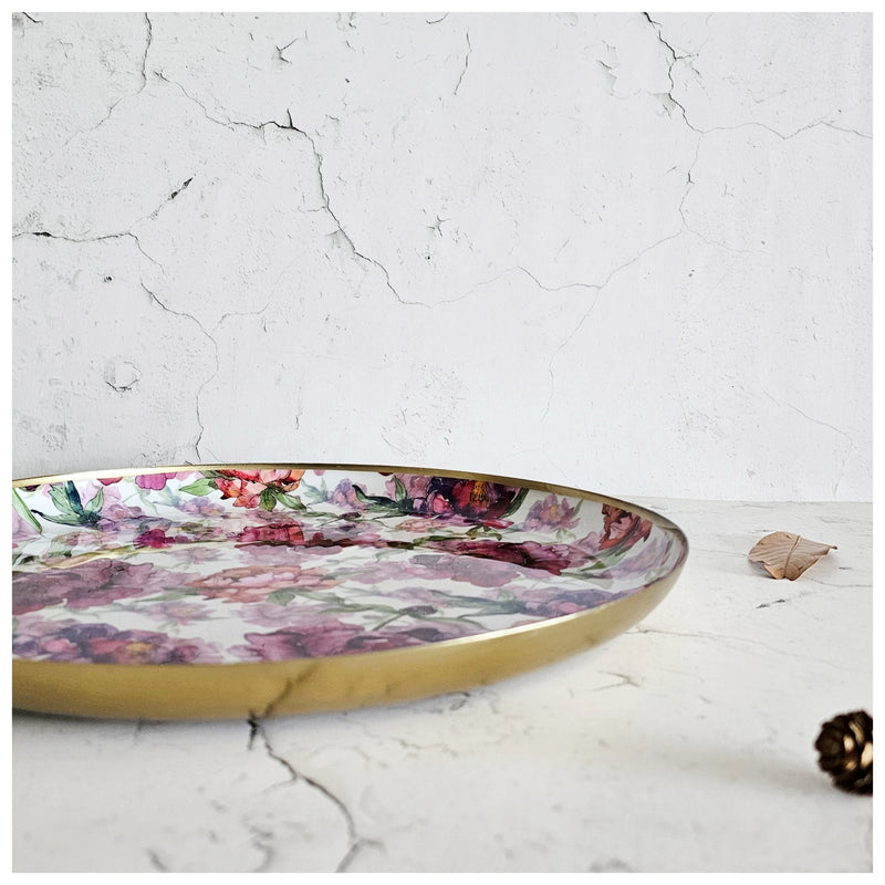 Metal Platter & Tray - Round - Country Rose