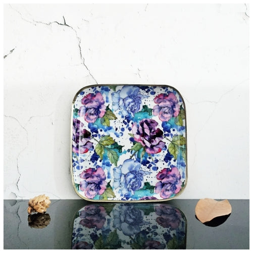 Metal Platter Gift Set (2 Rectangle & 1 Square, Set of 3) - Iris Bloom