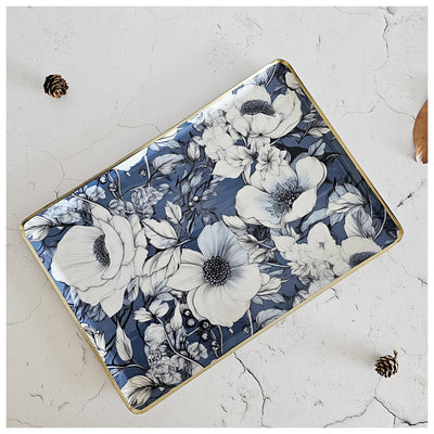 Metal Platter/Tray - Rectangle - BLUE HIBISCUS