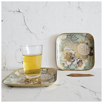 Metal Square Platter Set of 2 - Summer Rain