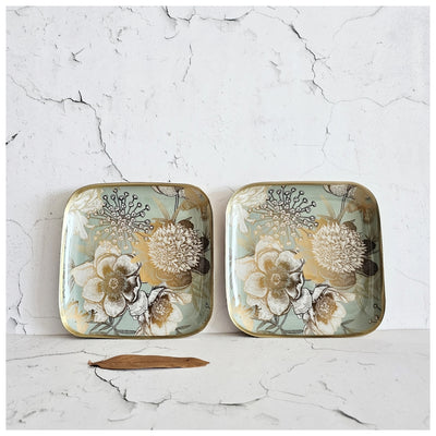 Metal Square Platter Set of 2 - Summer Rain