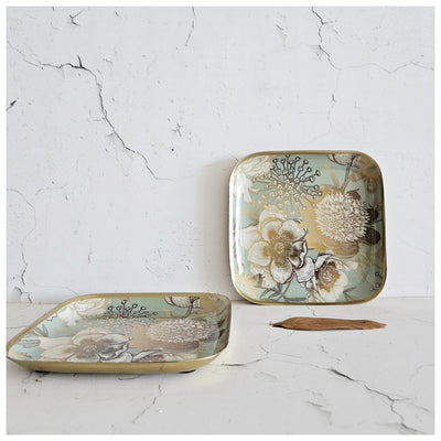 Metal Square Platter Set of 2 - Summer Rain