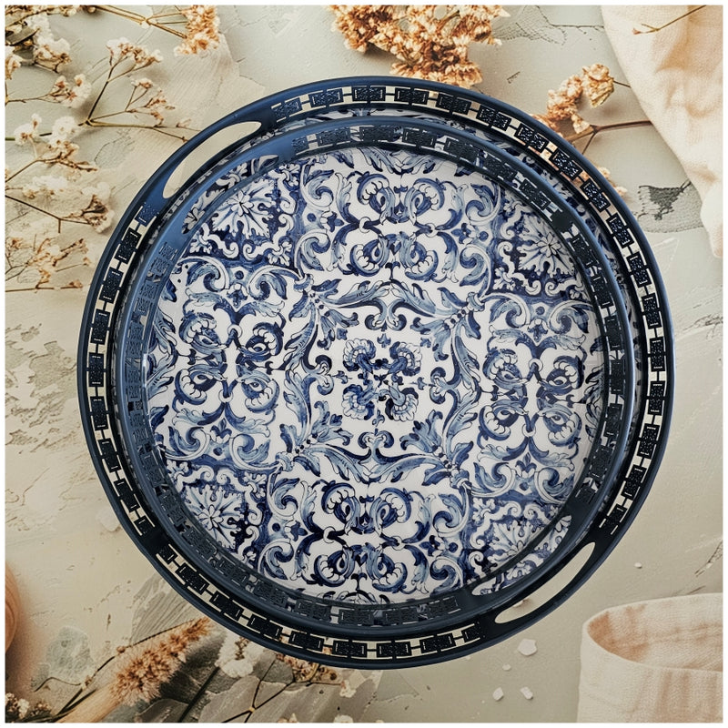 Serving Tray - Round - Laser Cut Metal - Set of 2 - Bodrum